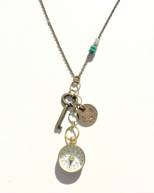 Compass, Token & Key Necklace