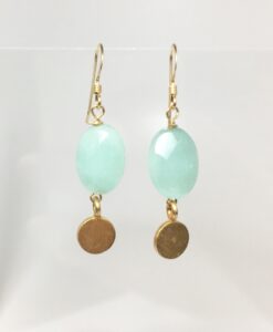 Amazonite & Gold Disk Earrings