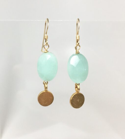 Amazonite & Gold Disk Earrings