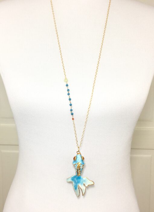 Vintage Enamel Fish Necklace