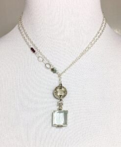 Silver Glass Locket & Vintage SC Token Necklace