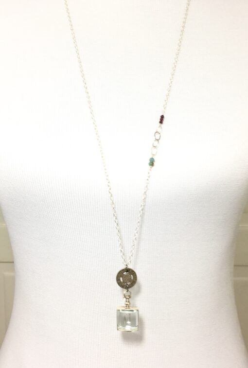 Silver Glass Locket & Vintage SC Token Necklace - Image 2