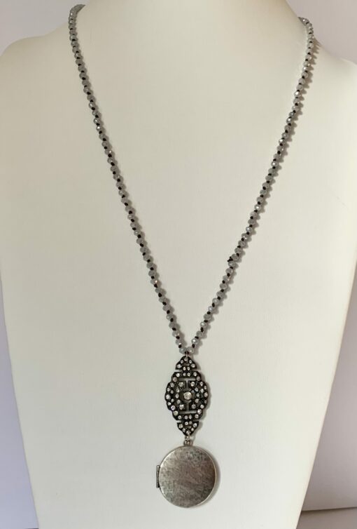 Long Beaded Locket Necklace - Image 3