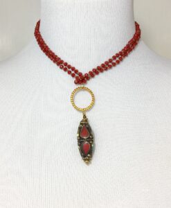 Long Red Tibetan Necklace