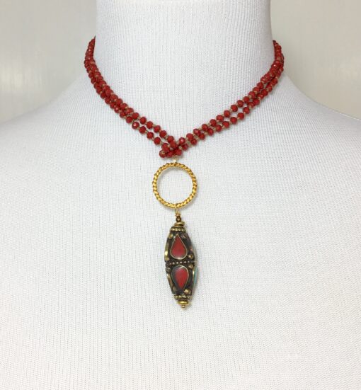 Long Red Tibetan Necklace