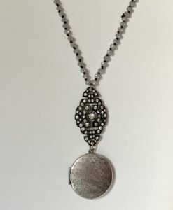 Long Beaded Locket Necklace