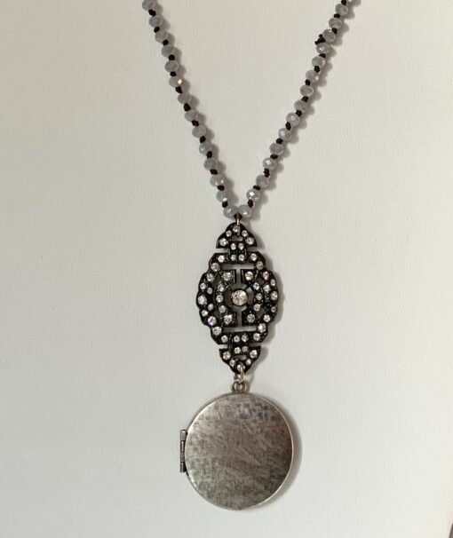 Long Beaded Locket Necklace
