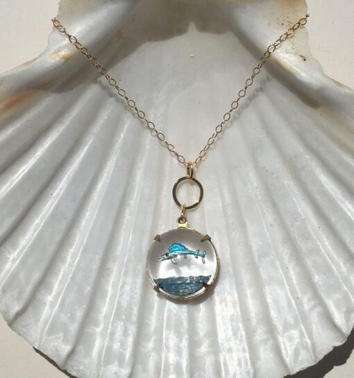 Vintage Intaglio Fish Necklace