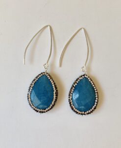 Blue Quartz & Rhinestone Earrings
