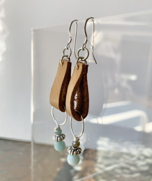 Leather & Amazonite Earrings - Image 2