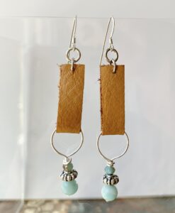 Leather & Amazonite Earrings