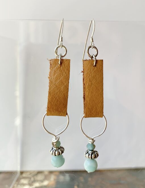 Leather & Amazonite Earrings