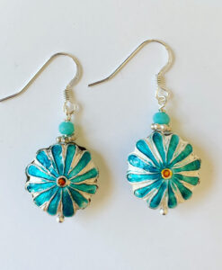 Cloisonné Flower Earrings