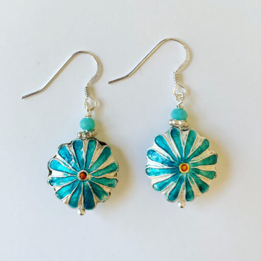 Cloisonné Flower Earrings