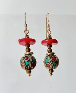 Tibetan Coral & Turquoise Earrings
