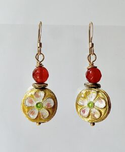 Cloisonné & Carnelian Earrings