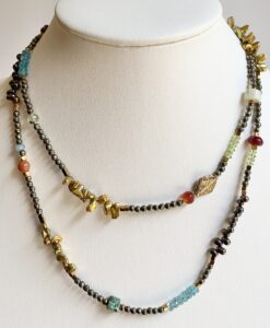 Long Beaded Multi-Stone Necklace