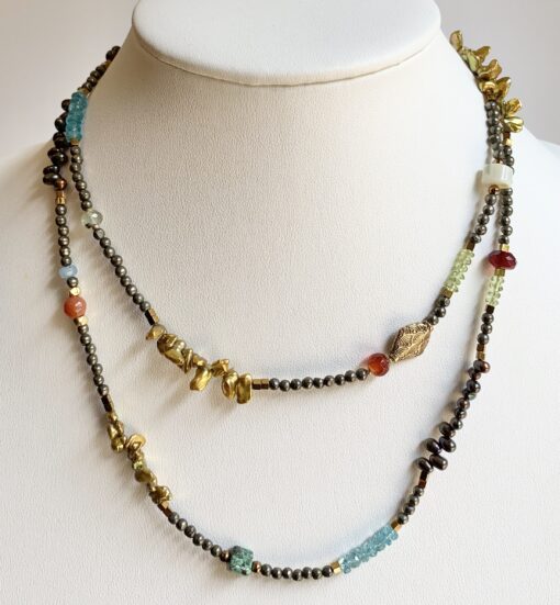 Long Beaded Multi-Stone Necklace
