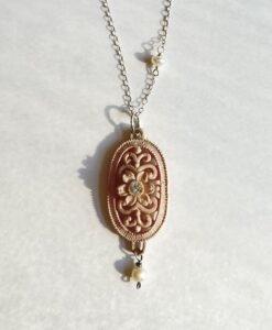 1940’s Celluloid  Pendant & Pearl Necklace