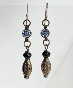 Vintage Mosaic & Black Onyx Earrings