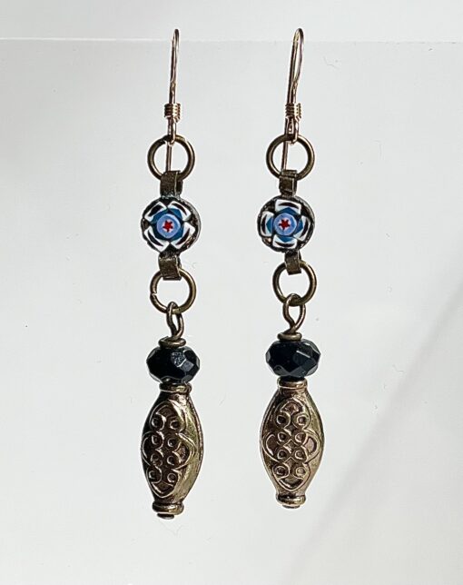 Vintage Mosaic & Black Onyx Earrings