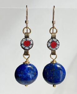 Lapis & Vintage Mosaic Earrings