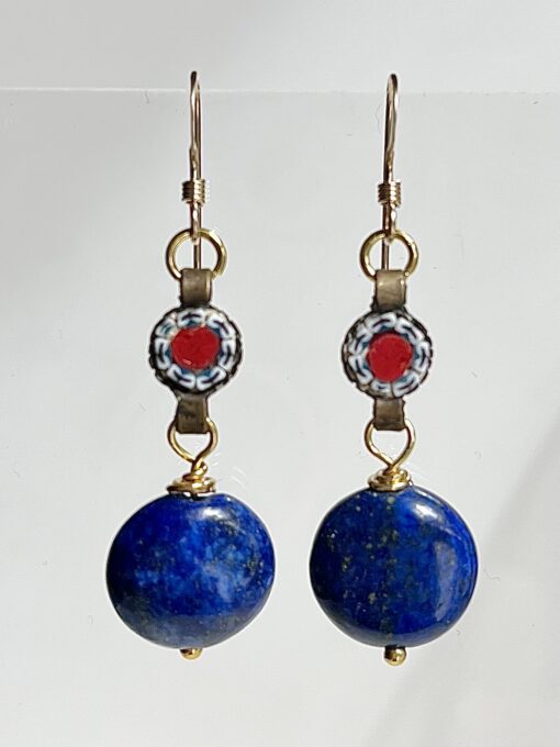 Lapis & Vintage Mosaic Earrings