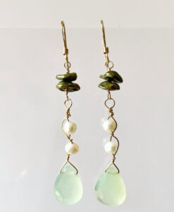 Freshwater Pearl & Chalcedony Earrings