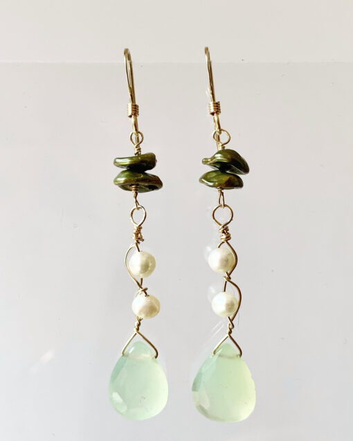 Freshwater Pearl & Chalcedony Earrings
