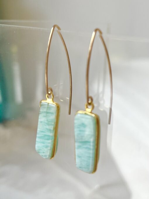 Amazonite Gold Earrings - Image 2