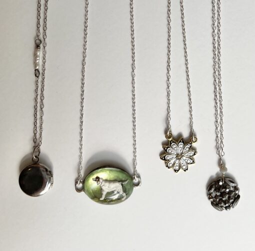 Dainty Silver Locket & Pearl Necklace - Image 2