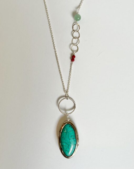 Long Tibetan Turquoise Silver Necklace