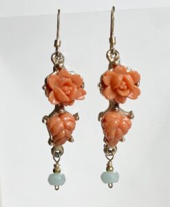 Vintage 1940’s Coral Rose Earrings