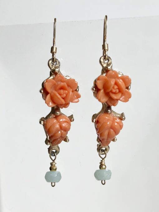 Vintage 1940’s Coral Rose Earrings