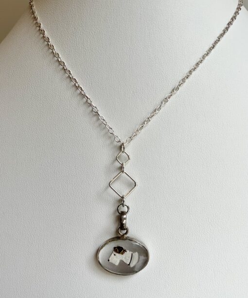 Vintage Sterling Silver & Painted Dog Necklace - Image 2