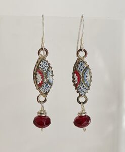 Vintage Italian Mosaic & Ruby Quartz Earrings
