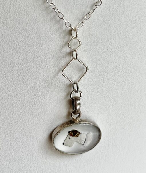 Vintage Sterling Silver & Painted Dog Necklace - Image 3