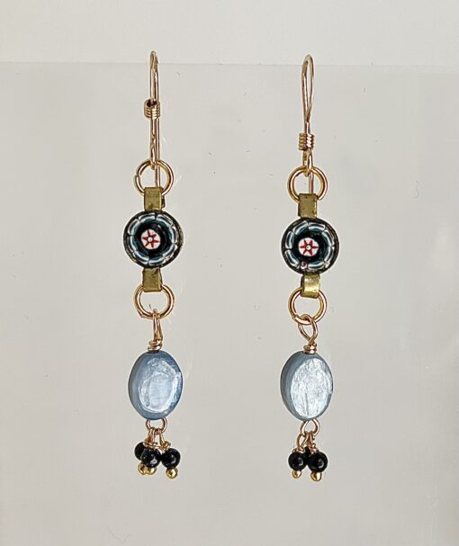 Vintage Mosaic & Kyanite Earrings