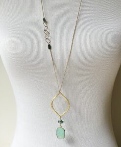 Long Chalcedony & Art Glass Necklace