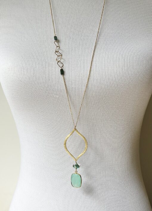 Long Chalcedony & Art Glass Necklace