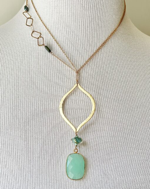 Long Chalcedony & Art Glass Necklace - Image 2