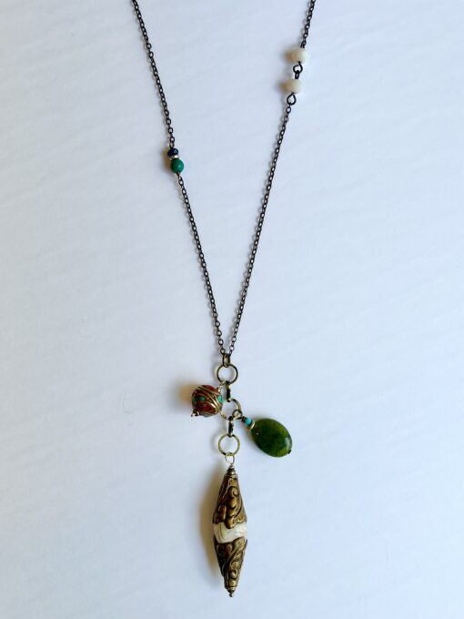 Tibetan Beads & Jade long Necklace - Image 2