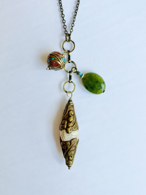 Tibetan Beads & Jade long Necklace