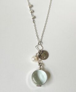 Long Glass Locket & Vintage SC Token Necklace