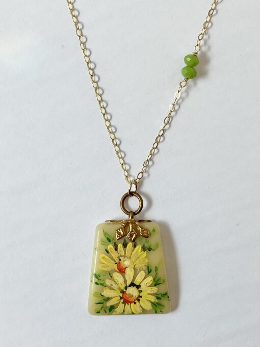 Vintage Painted Summer Flowers Necklace