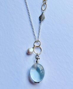 Silver & Gold Glass Locket Necklace