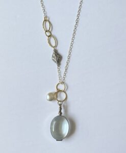 Silver & Gold Glass Locket Necklace