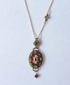 Antique Italian Rose Mosaic & Garnet Necklace