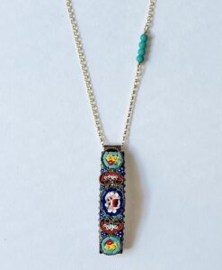 Vintage Italian Mosaic & Turquoise Necklace