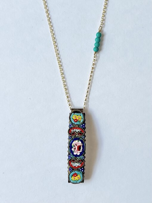 Vintage Italian Mosaic & Turquoise Necklace